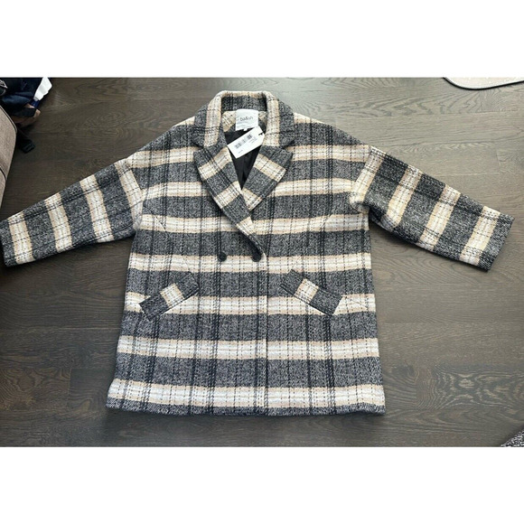 NWT Ba&sh Hold Double-breasted Coat Plaid Oversized Made in France sz3 US L $550 - Picture 5 of 7